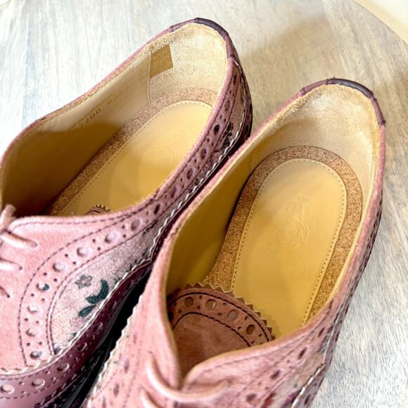 The Office of Angela Scott Mr. Doubt Floral Brogue Oxfords Pink Leather 38 US 8 - Picture 9 of 13